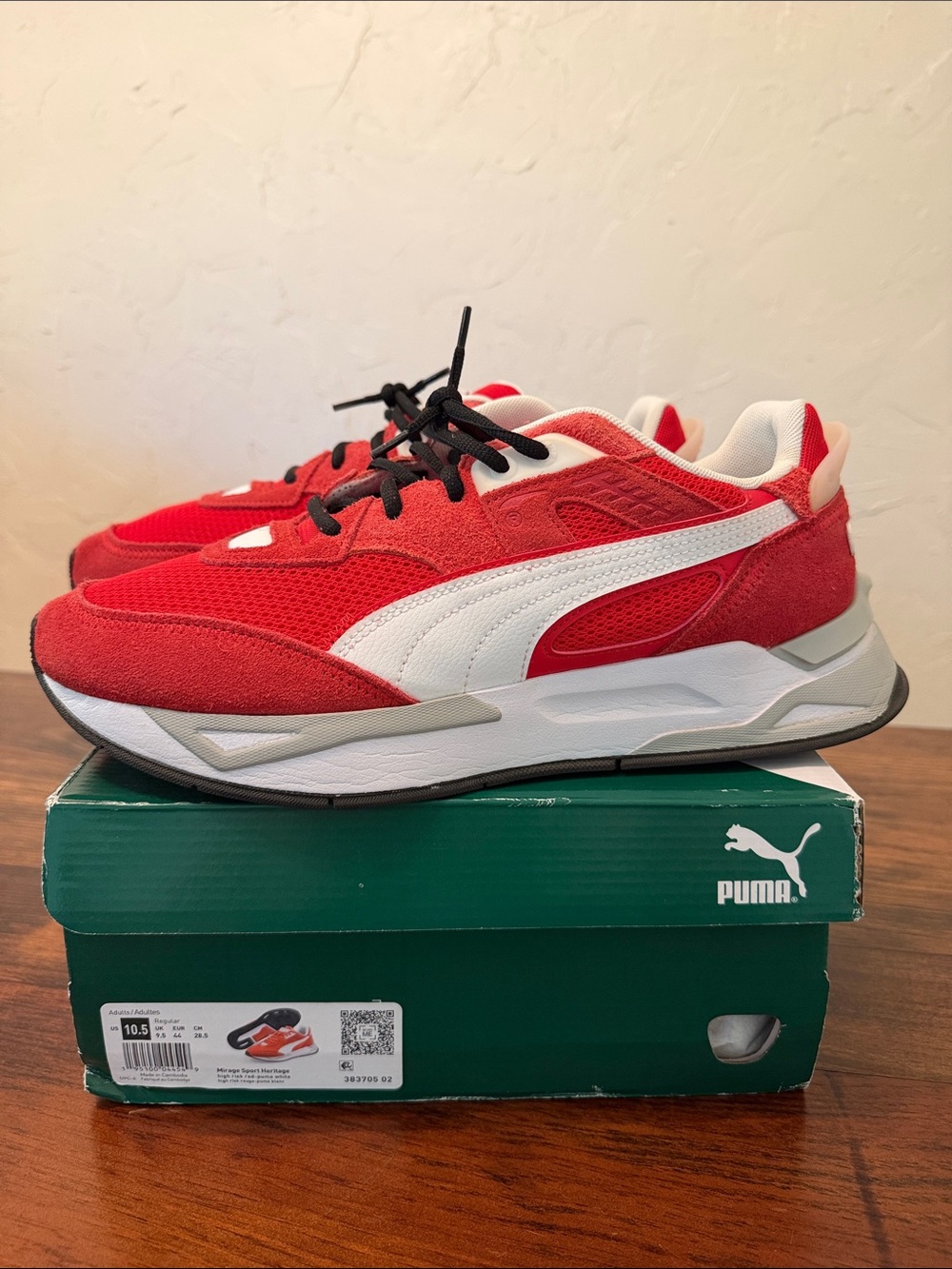 Puma Mirage Sport Heritage Classics Red White Black 10.5 w/ OG box